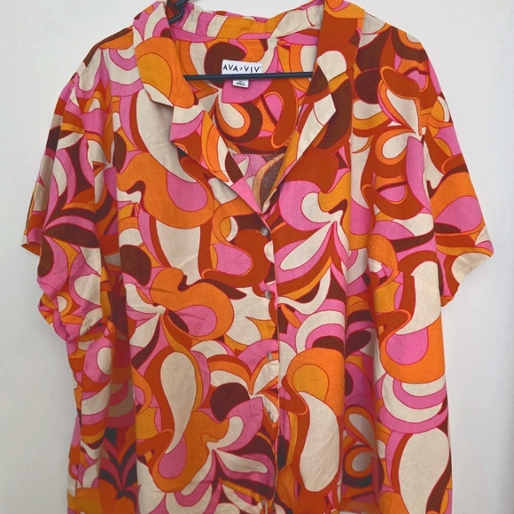 70's Psychedelic Print Short Set Size 3X - Picture 10 of 15